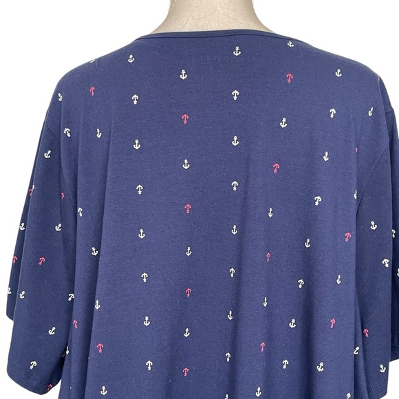 Catherines Suprema Collection V-neck Tee Women’s Plus Size 3X Anchor Nautical - Picture 5 of 8